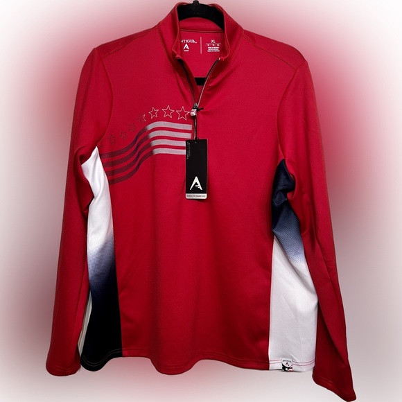 ANTIGUA Women’s Liberty Pullover in Dark Red w/Flag Design, size 2XL, NWT - Picture 4 of 6